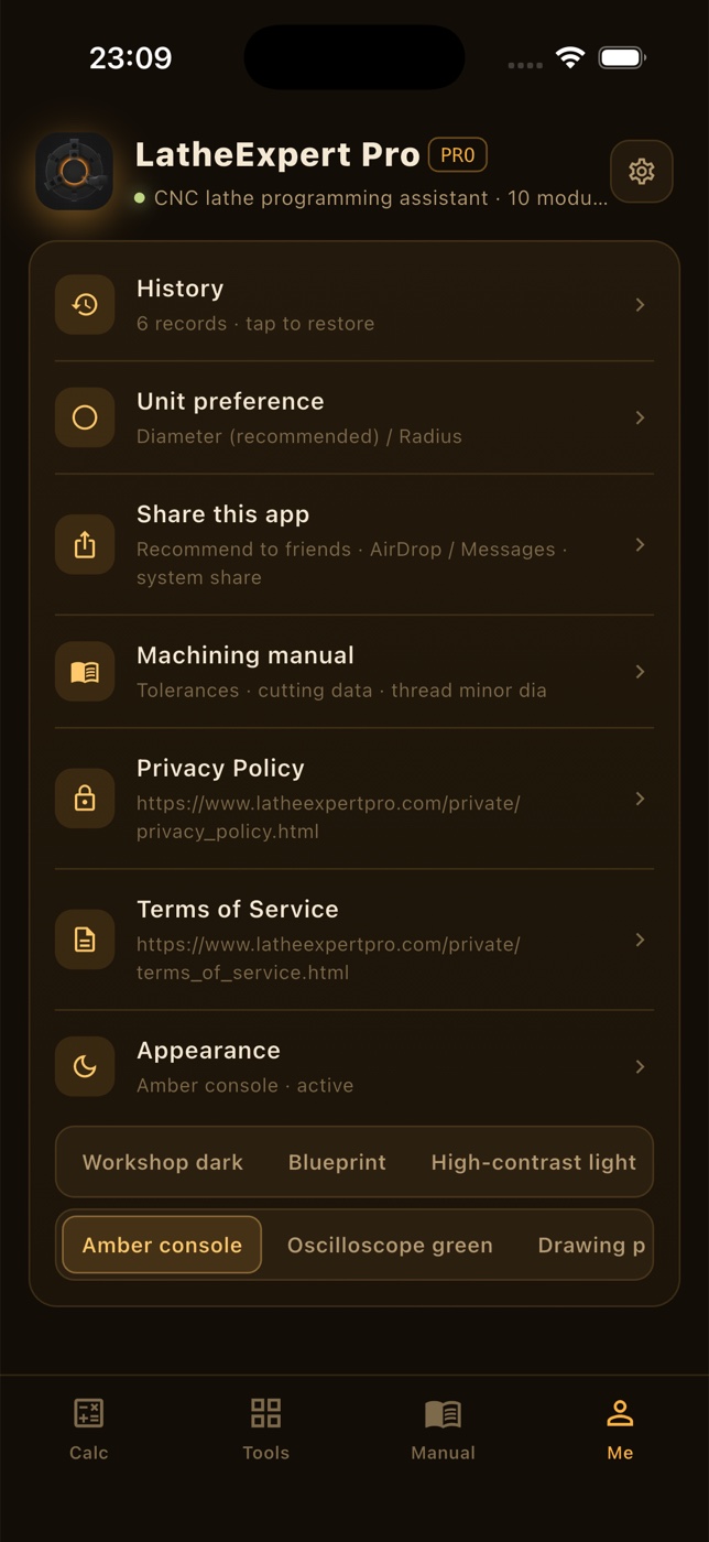 Appearance — amber console